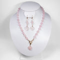 Set "Aura de Amor": Collar y Aretes de Cuarzo Rosa y Perlas Naturales