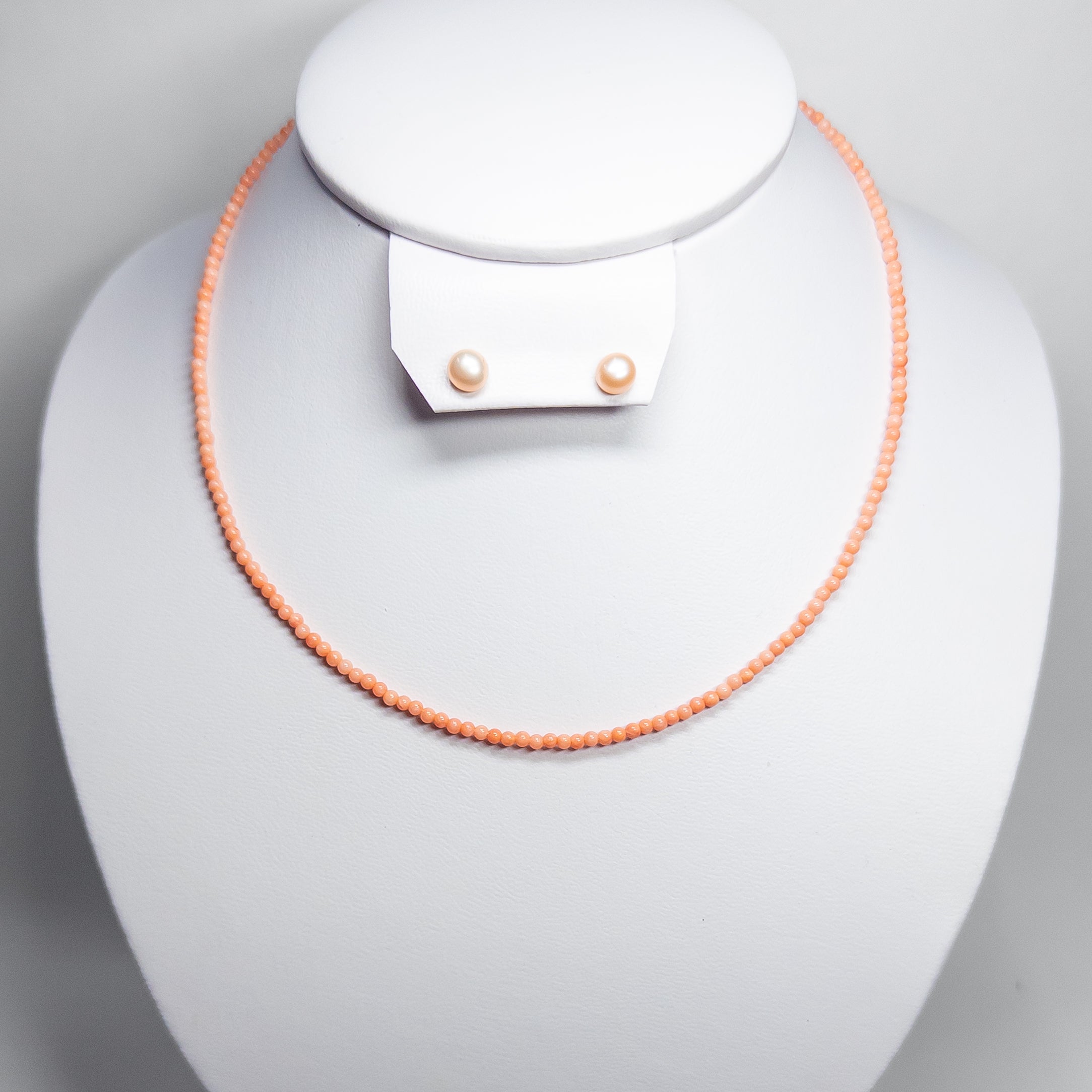 Set "Pink Reef": Collar de Coral Rosa Mini y Aretes de Perla - Plata .925