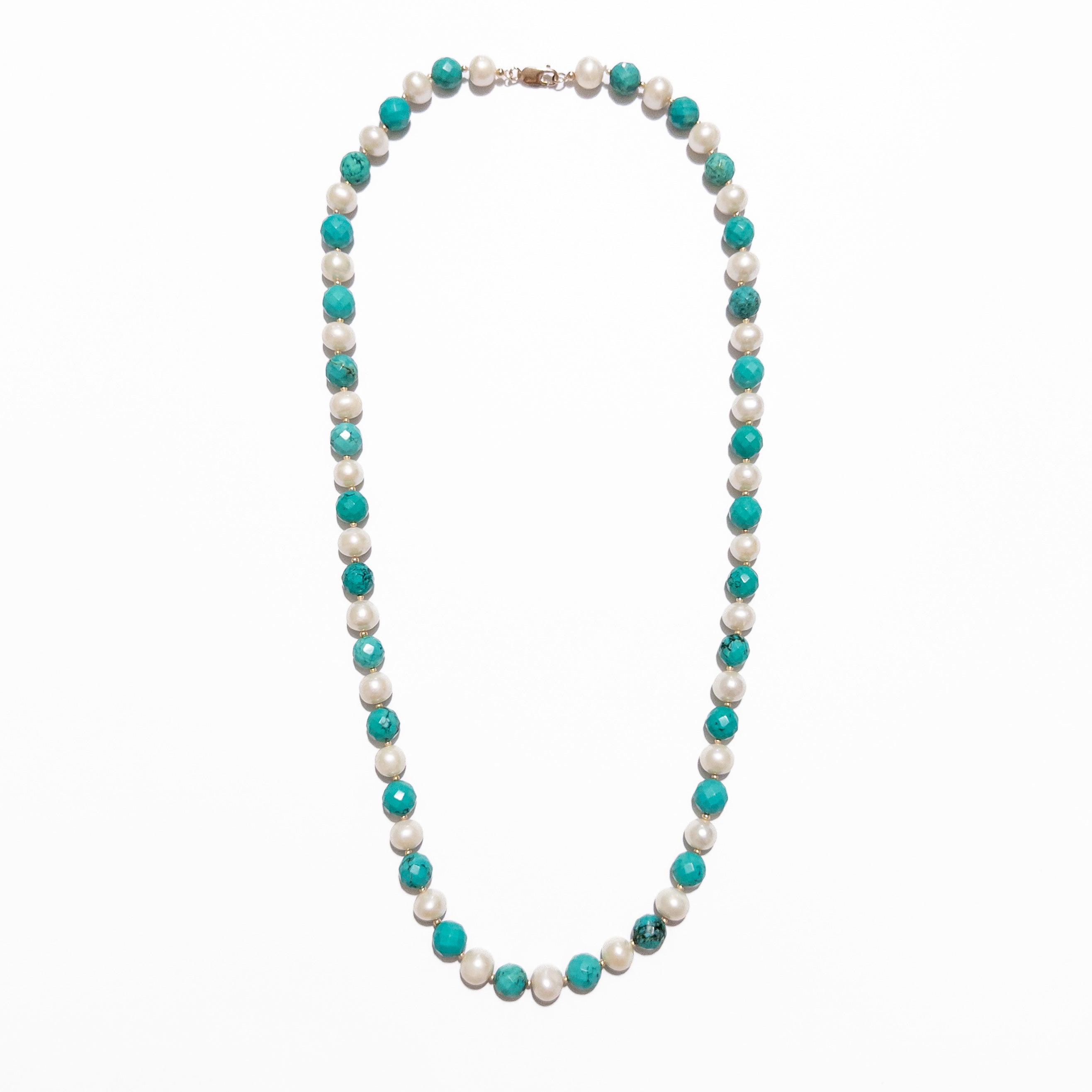 Collar de Perlas y Turquesas Facetadas - 75 cm